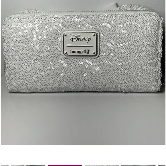 DISNEY LOUNGEFLY NWOT MINNIE SEQUIN WEDDING ZIP AROUND WALLET - Picture 6 of 6